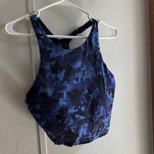 Athleta Blue and Black High-Neck Bikini Top